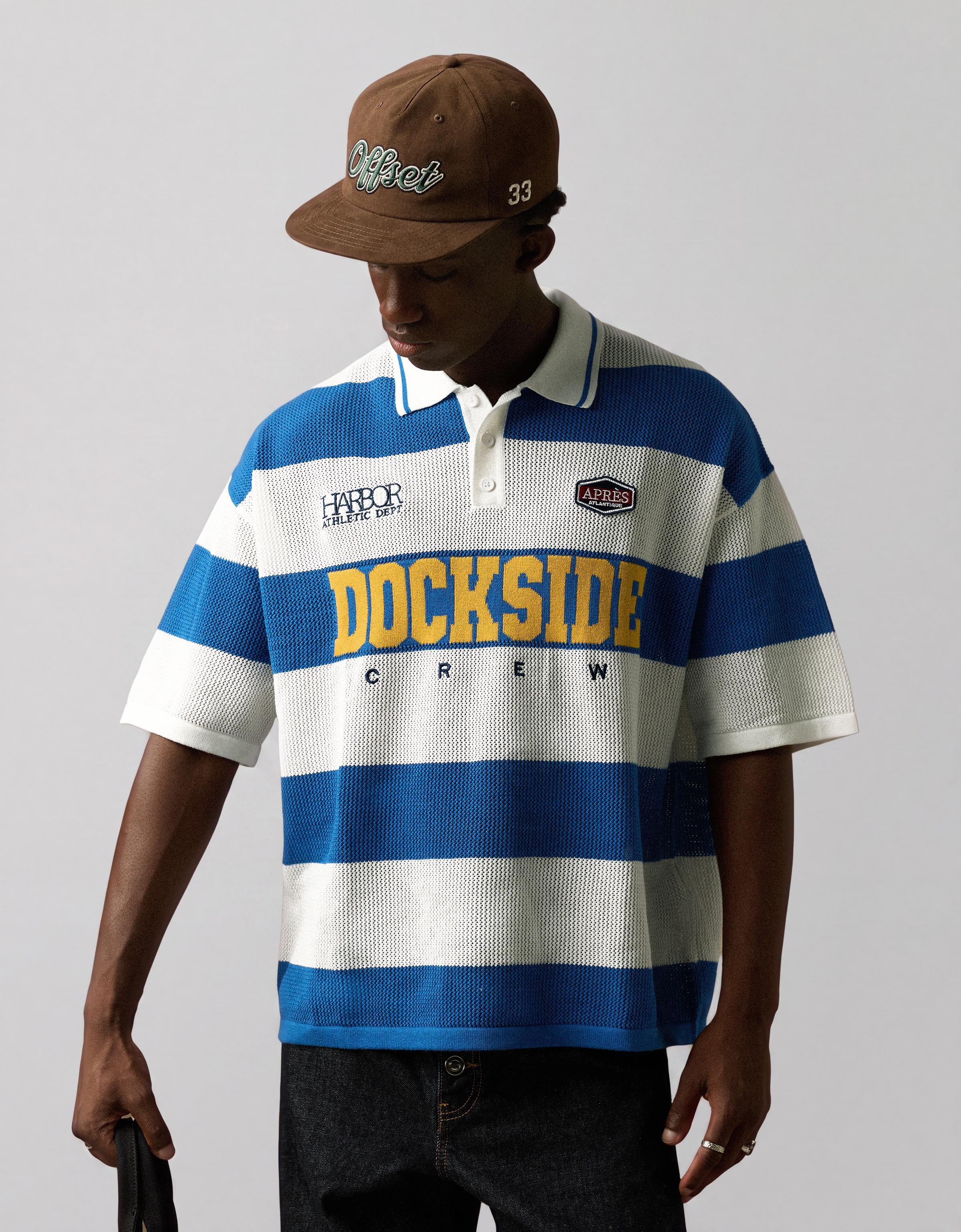 Mesh patch polo shirt — Blue