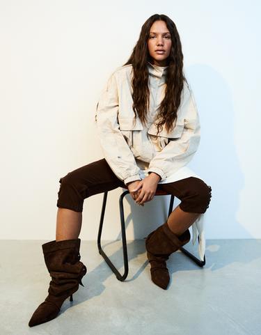 Adjustable slouchy heeled ankle boots — Brown 2