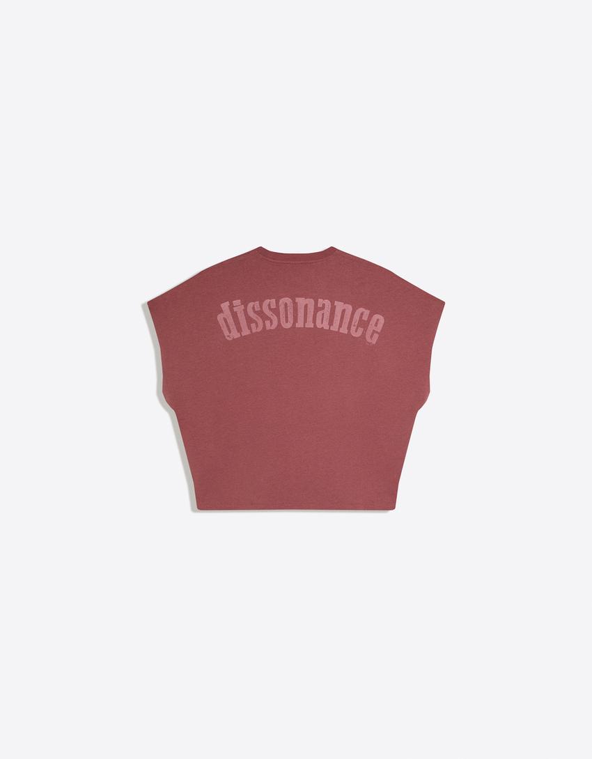 T-shirt sans manches oversize imprimé-Grenat