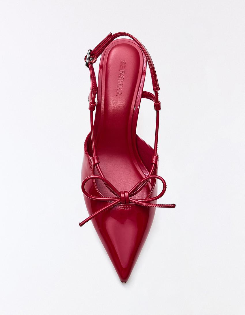 Escarpin talon ouvert détail-Rouge