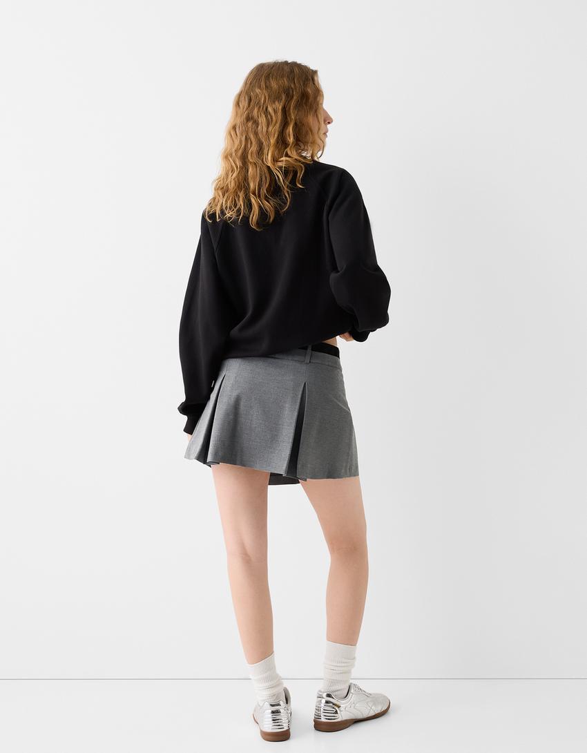 Jupe-culotte tailoring plissée-Gris-2