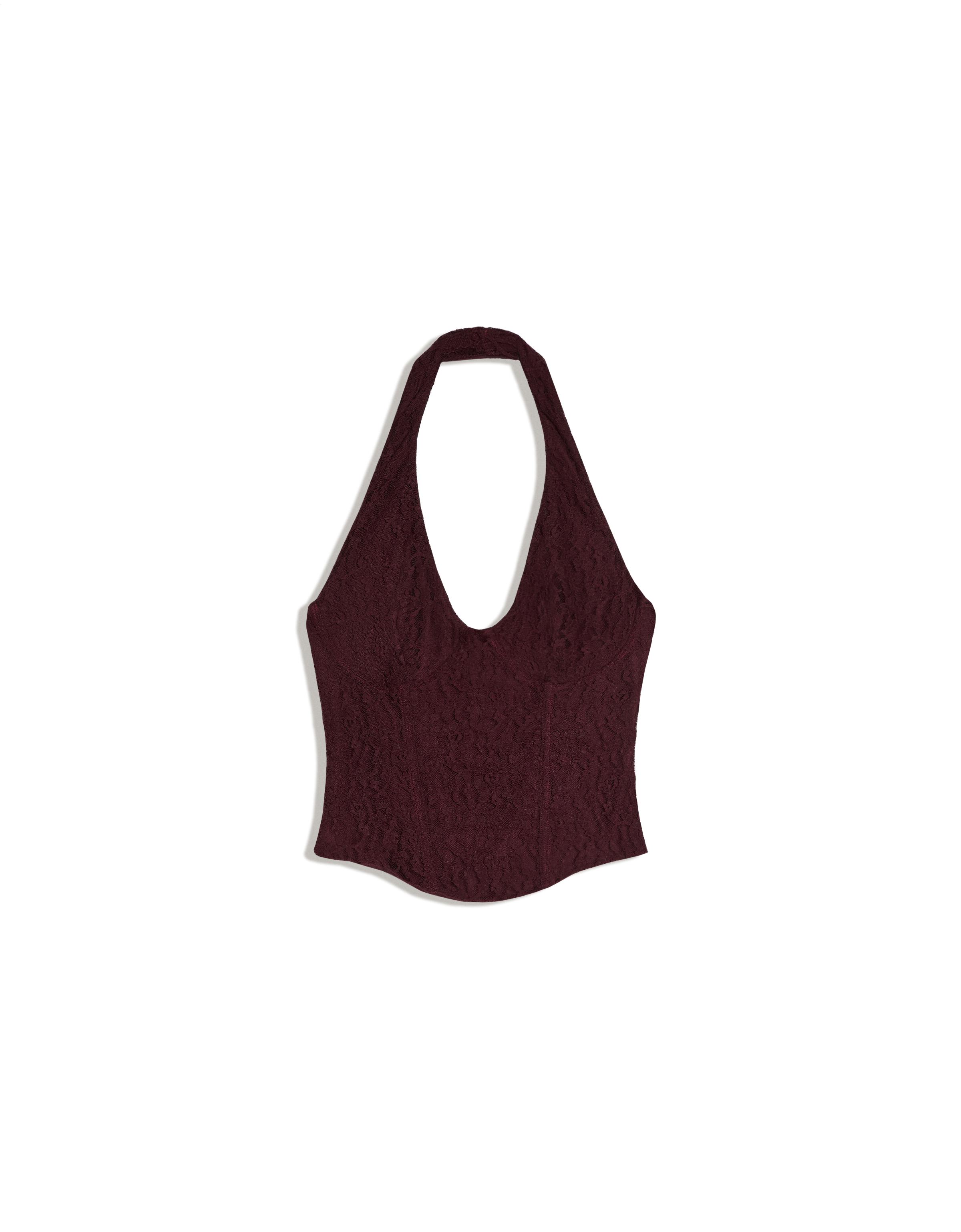Lace corset halter top — Burgundy