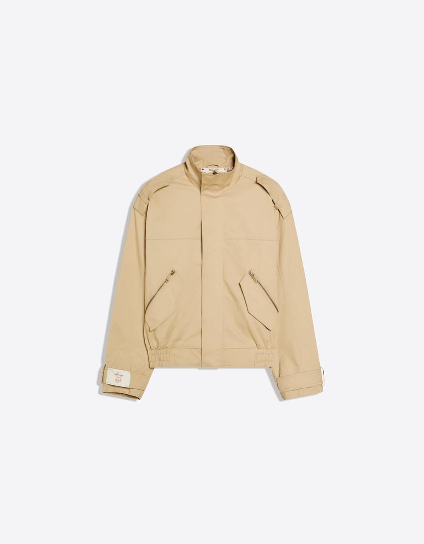 Cropped trench coat-Camel