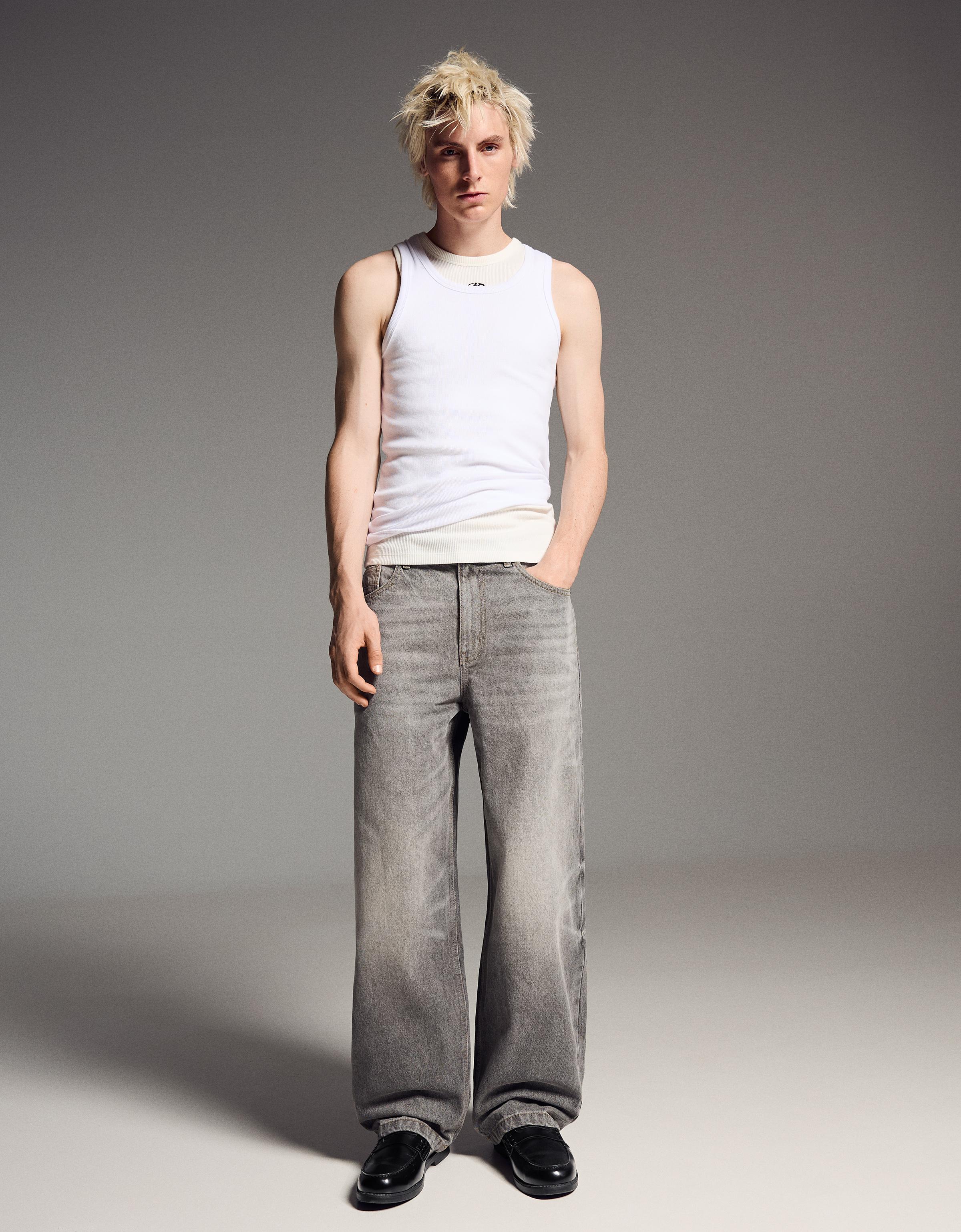 Ribbed vest top — White