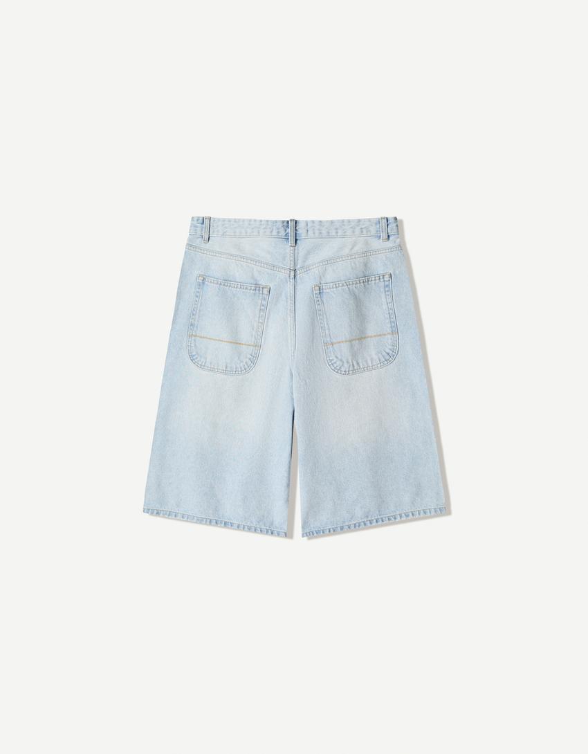 Bermuda denim skater-Bleu clair-1