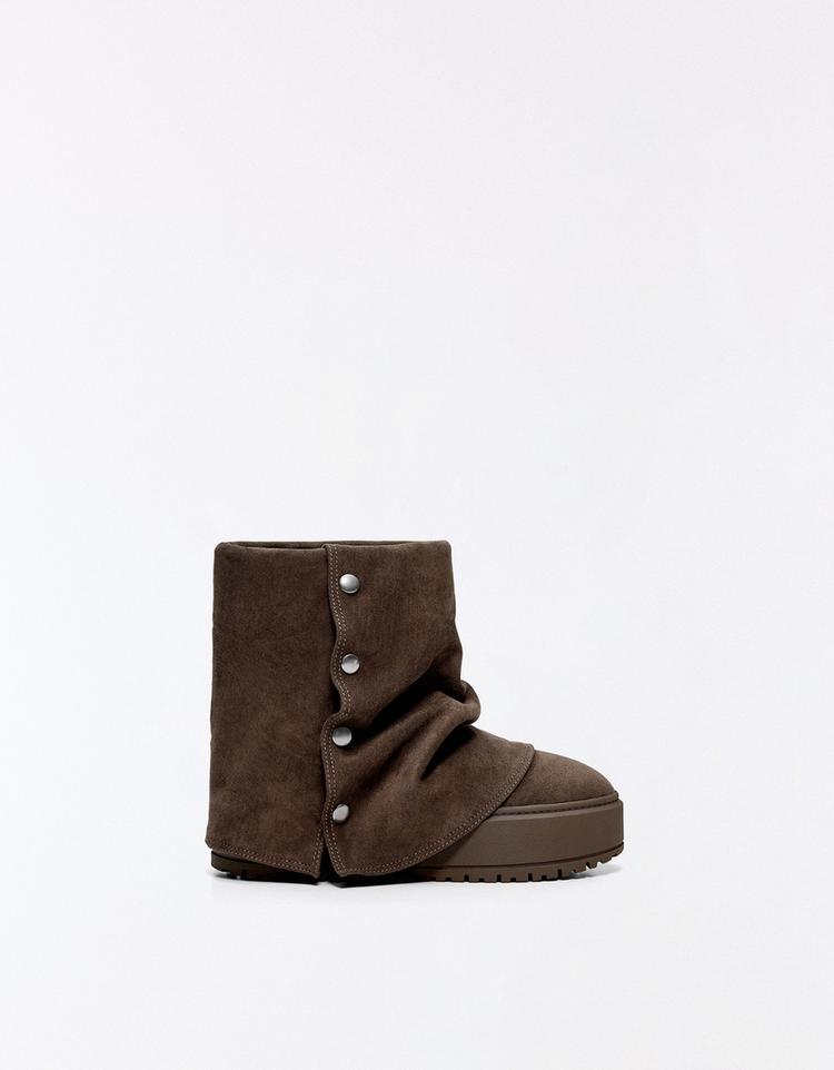 FUR-LINED TROUSER ANKLE BOOTS — Brown