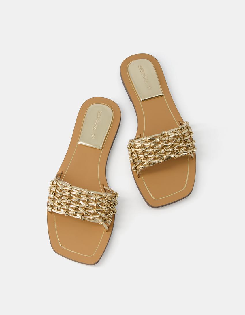 صندل مسطح وممعدن بعقدة-ذهبي-3