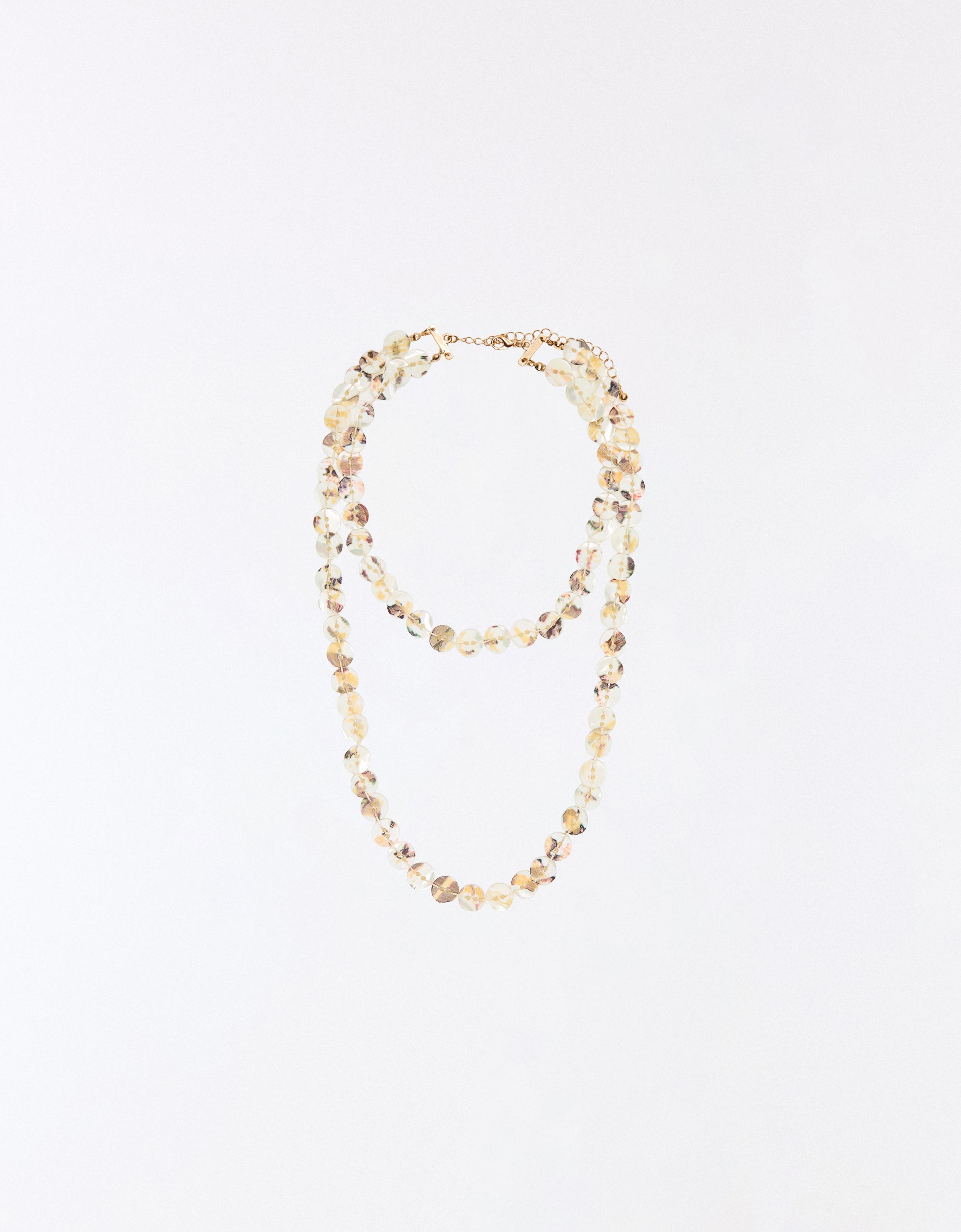 Mother-of-pearl button necklace — White
