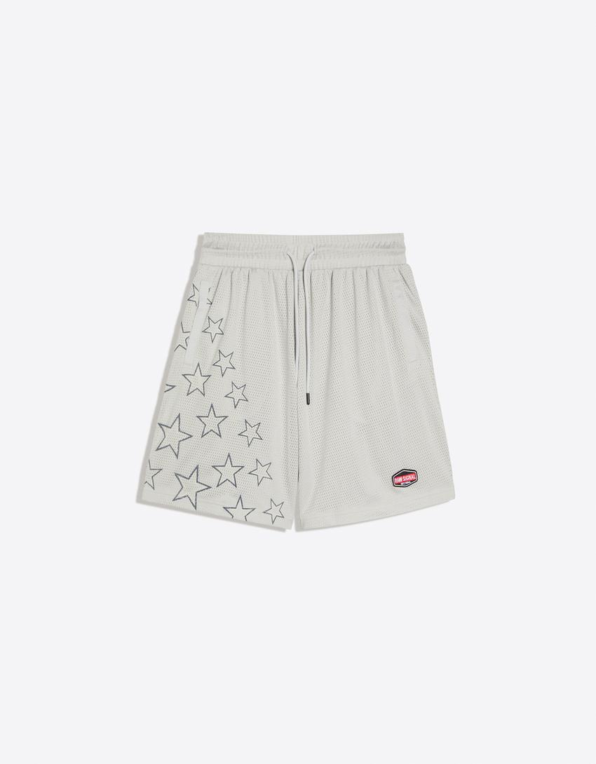 Bermudas mesh imprimé-Gris