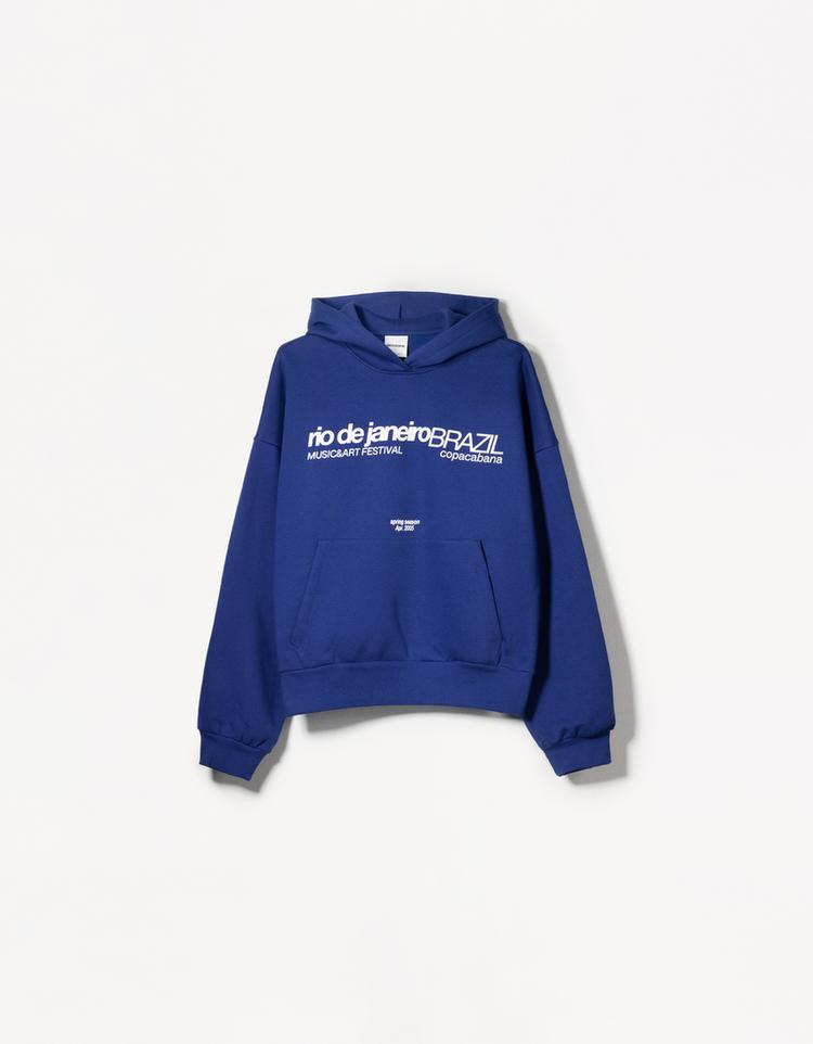 Desenli kapüşonlu sweatshirt