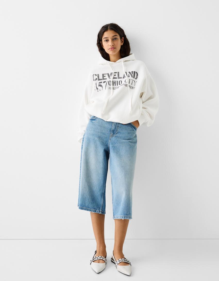 Sweatshirt capuz padrão-Cru-3