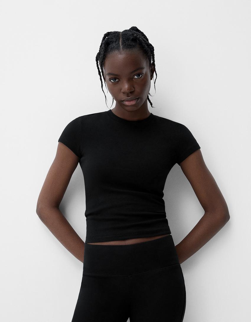 Short sleeve crew neck T-shirt-Black