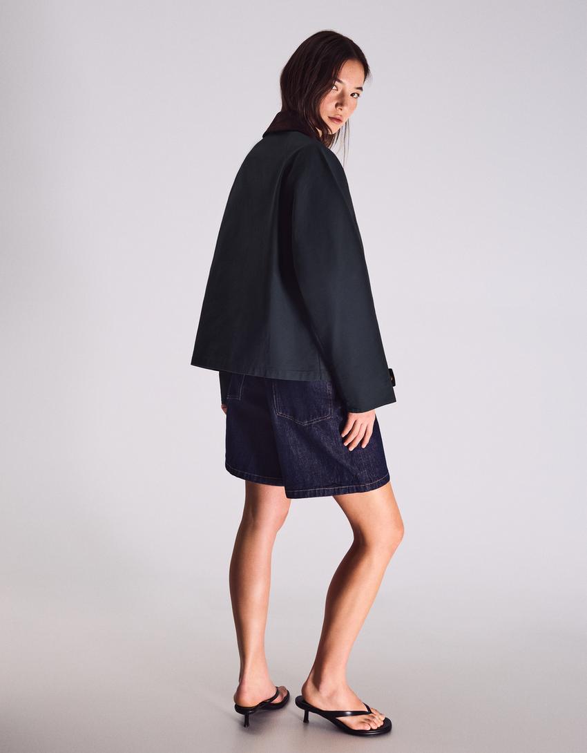 Rubberized corduroy jacket-Green