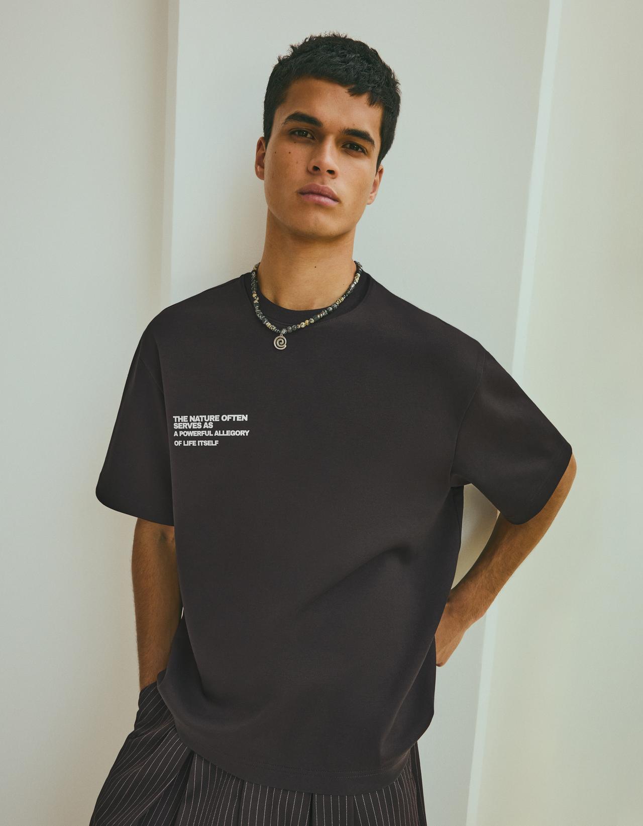 Printed interlock sweatshirt — Black