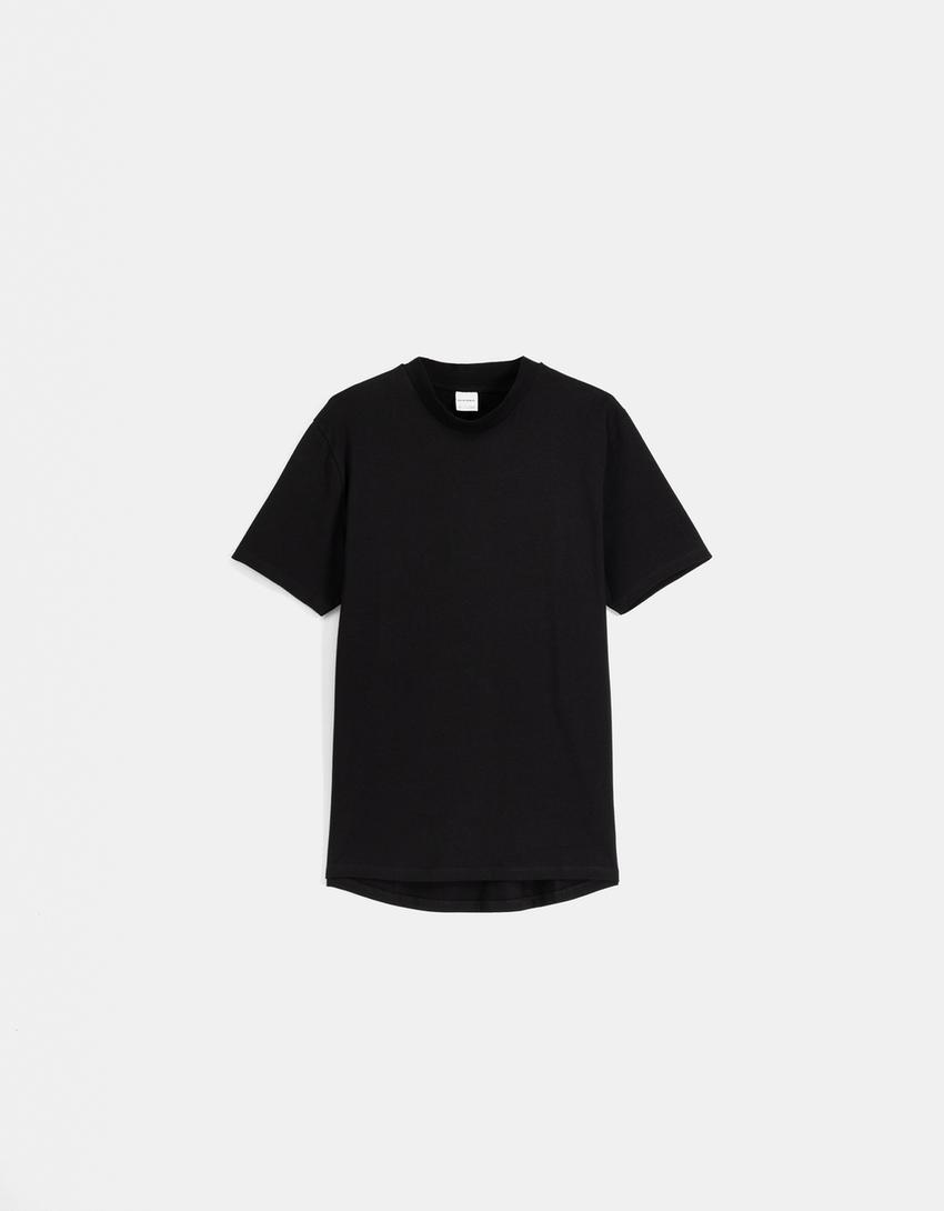 Short sleeve high neck T-shirt-Black-4