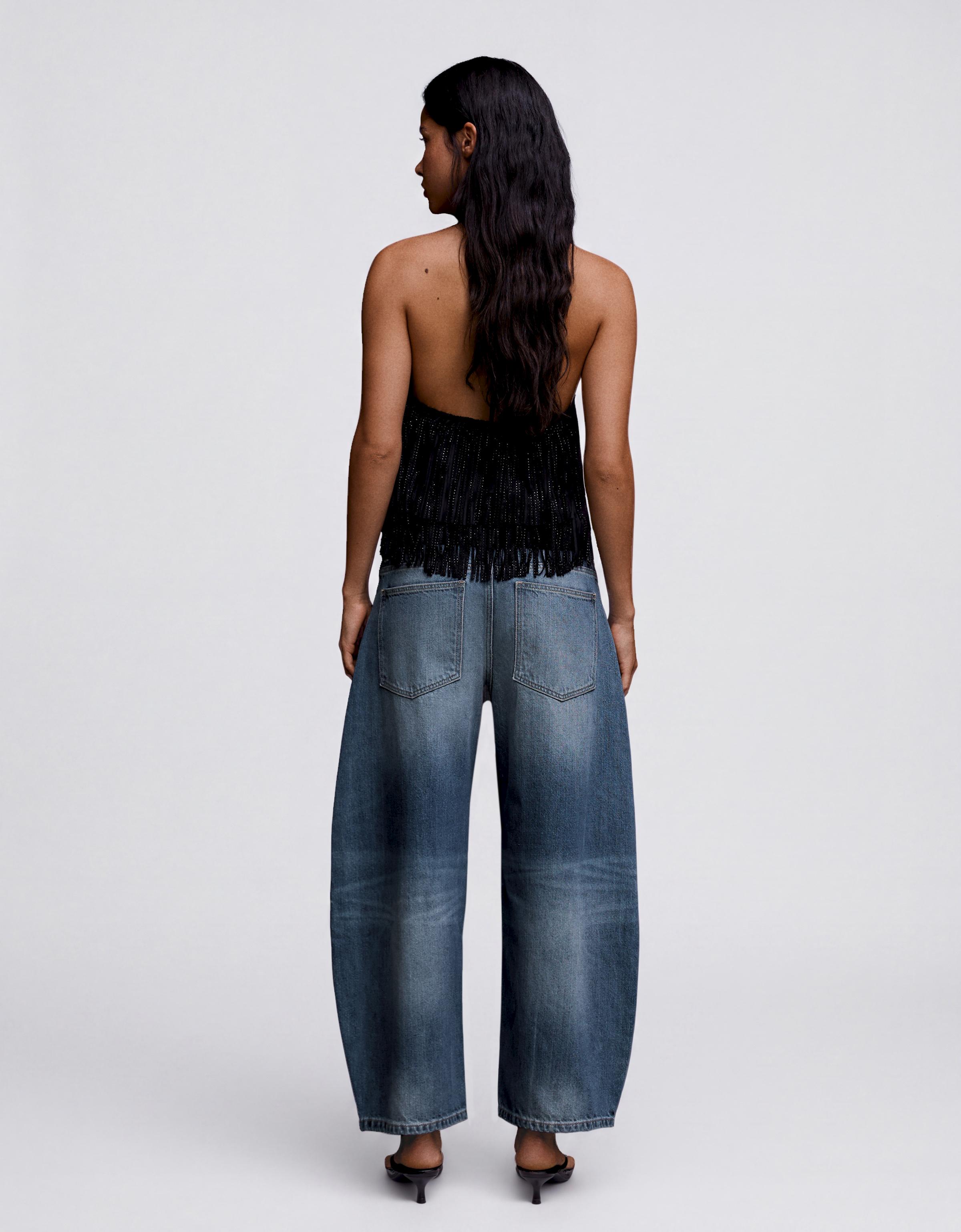 Cropped barrel-leg jeans — Light blue