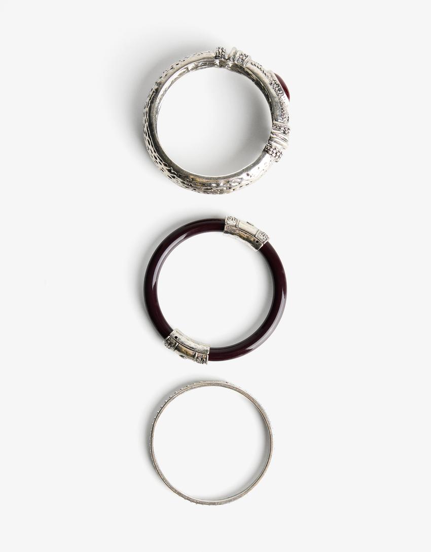 3-Pack boho armbanden-Zilver-1