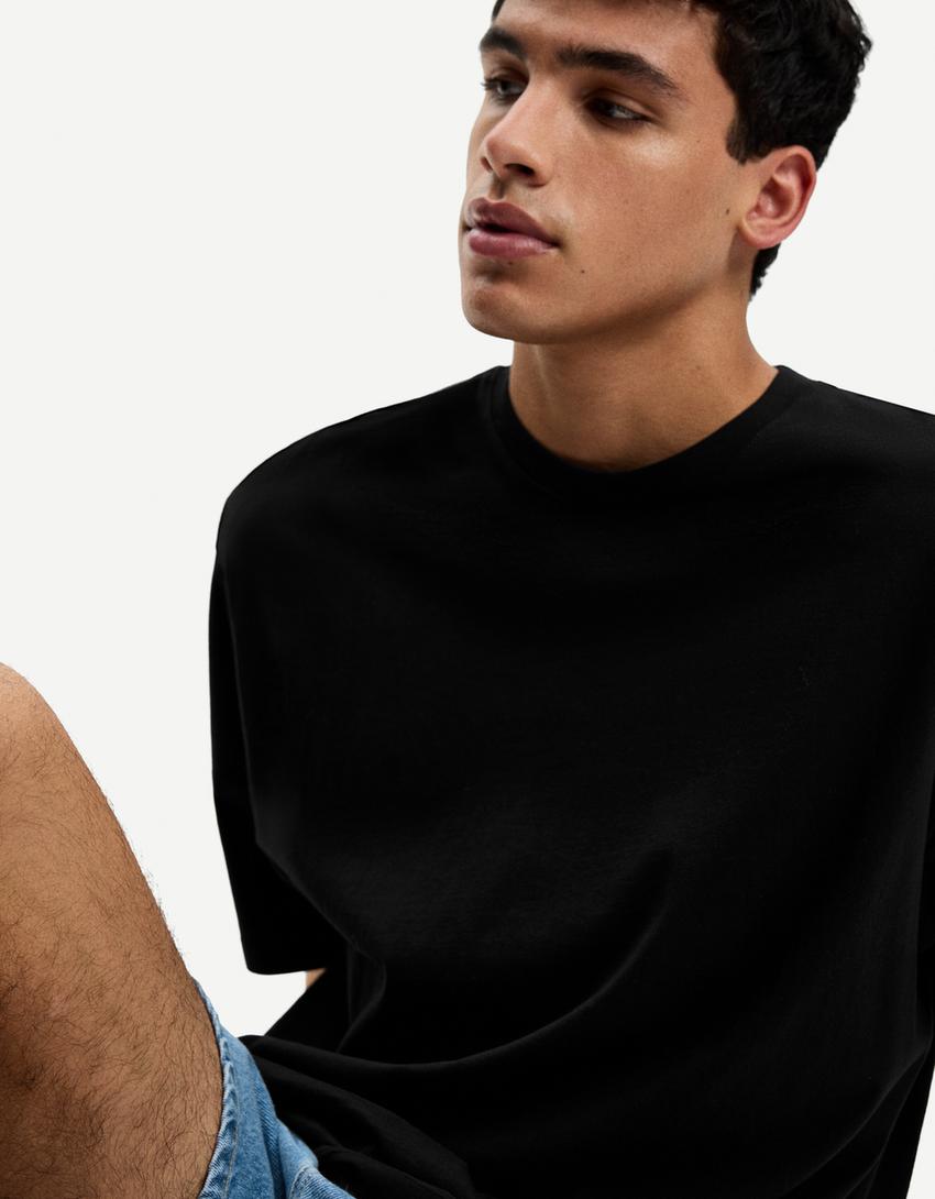 Short sleeve cropped T-shirt-Black-2