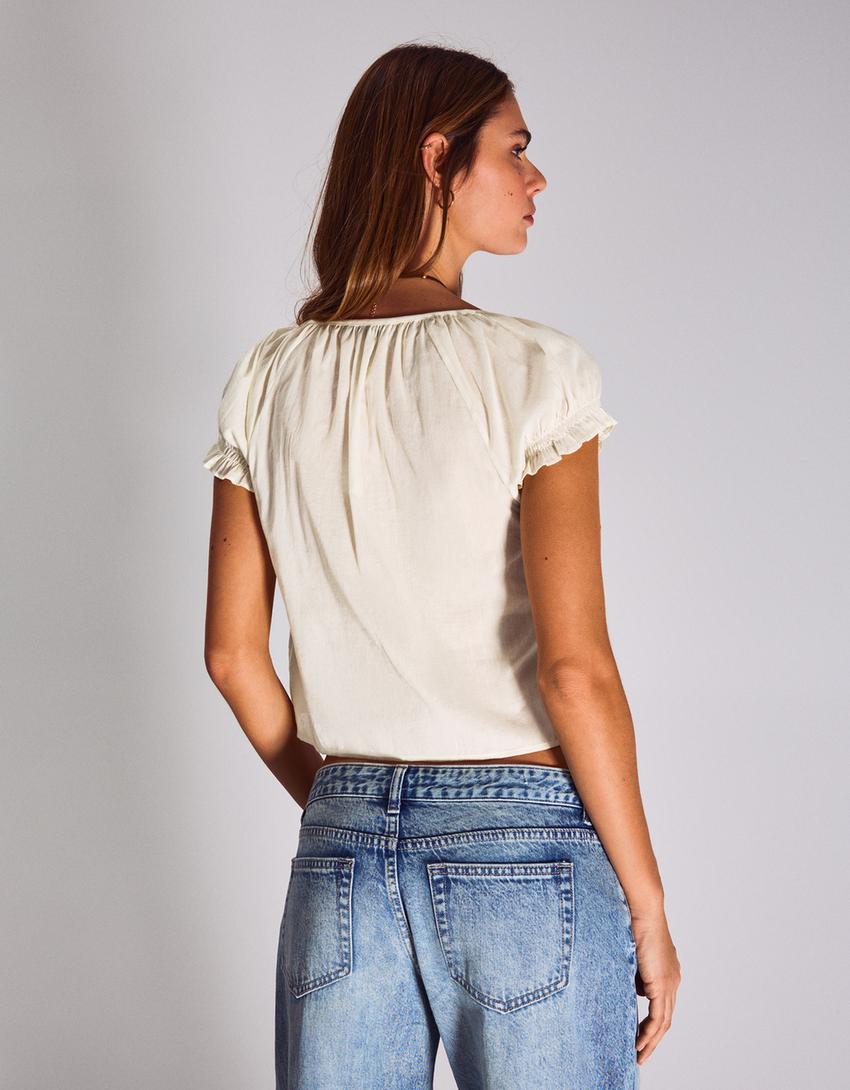 Blusa manga corta-Amarillo