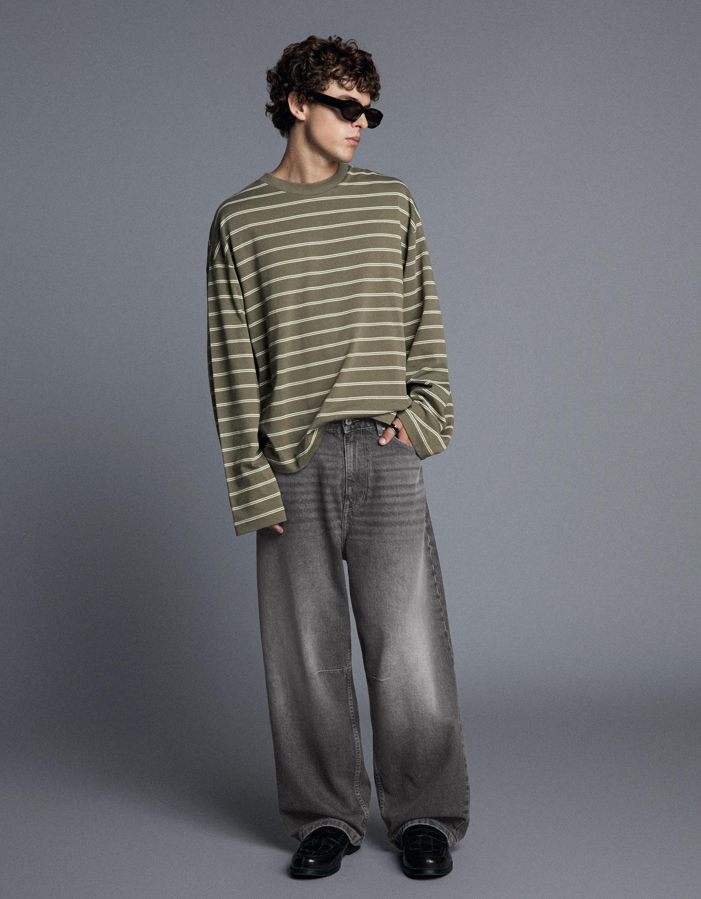 Neobarrel jeans with back buckle — Dark grey