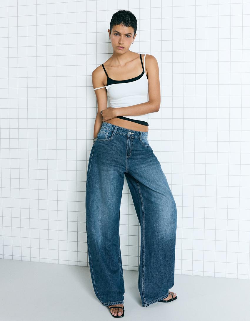 Jean barrel wide leg-Bleu-0