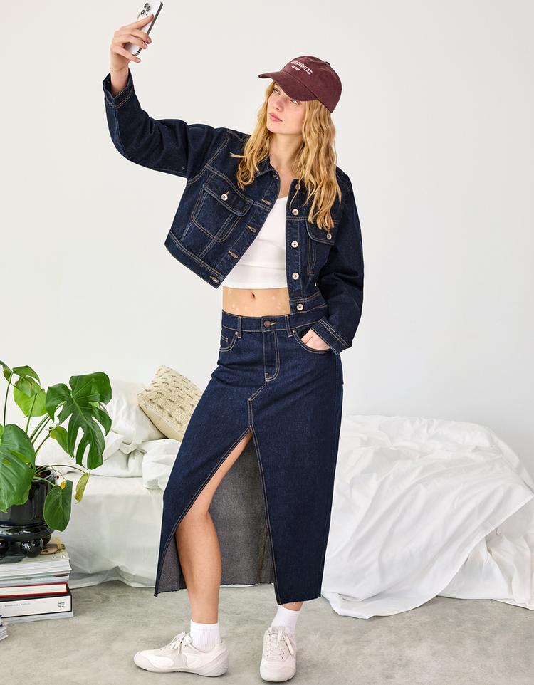 Uzun denim etek