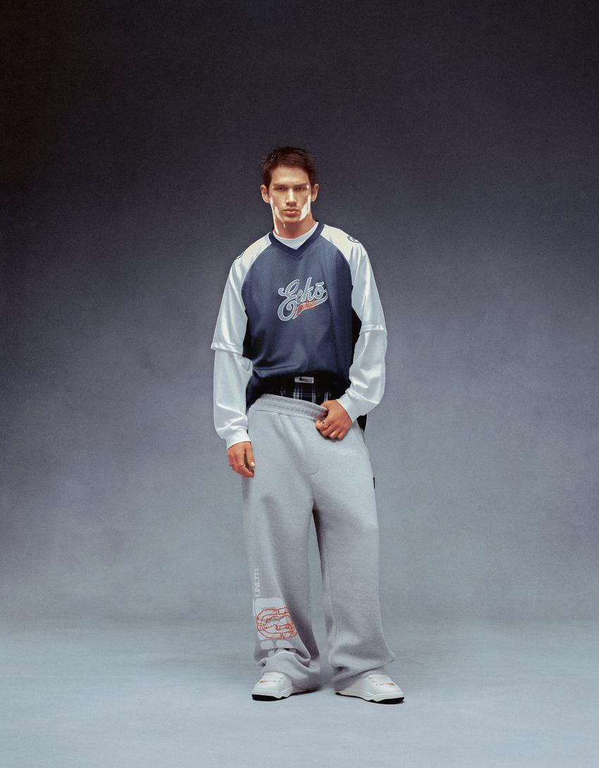 Kalhoty super baggy z teplákoviny Ecko Unltd-Šedá
