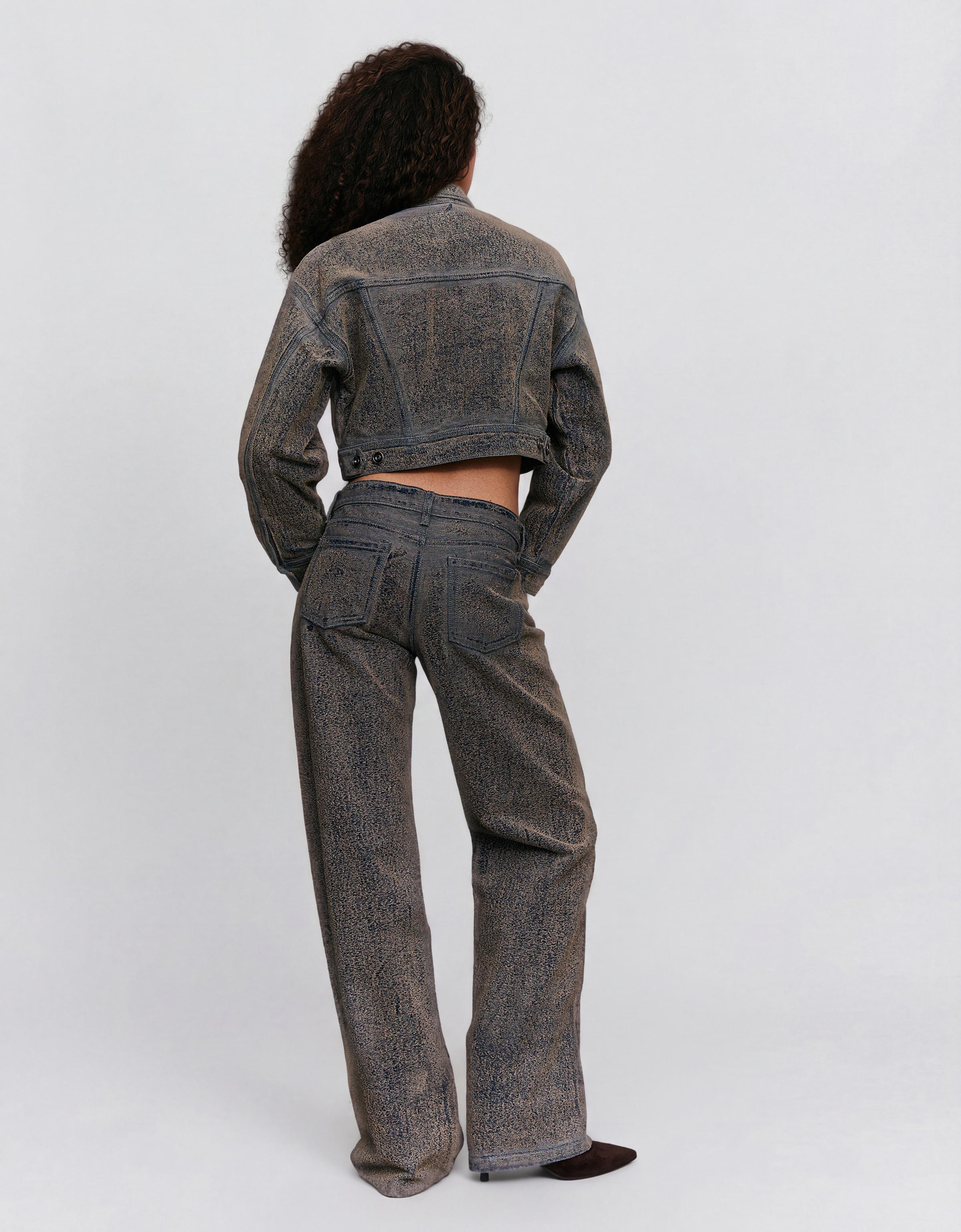 Dokulu düşük bel straight fit jean - Görsel 24