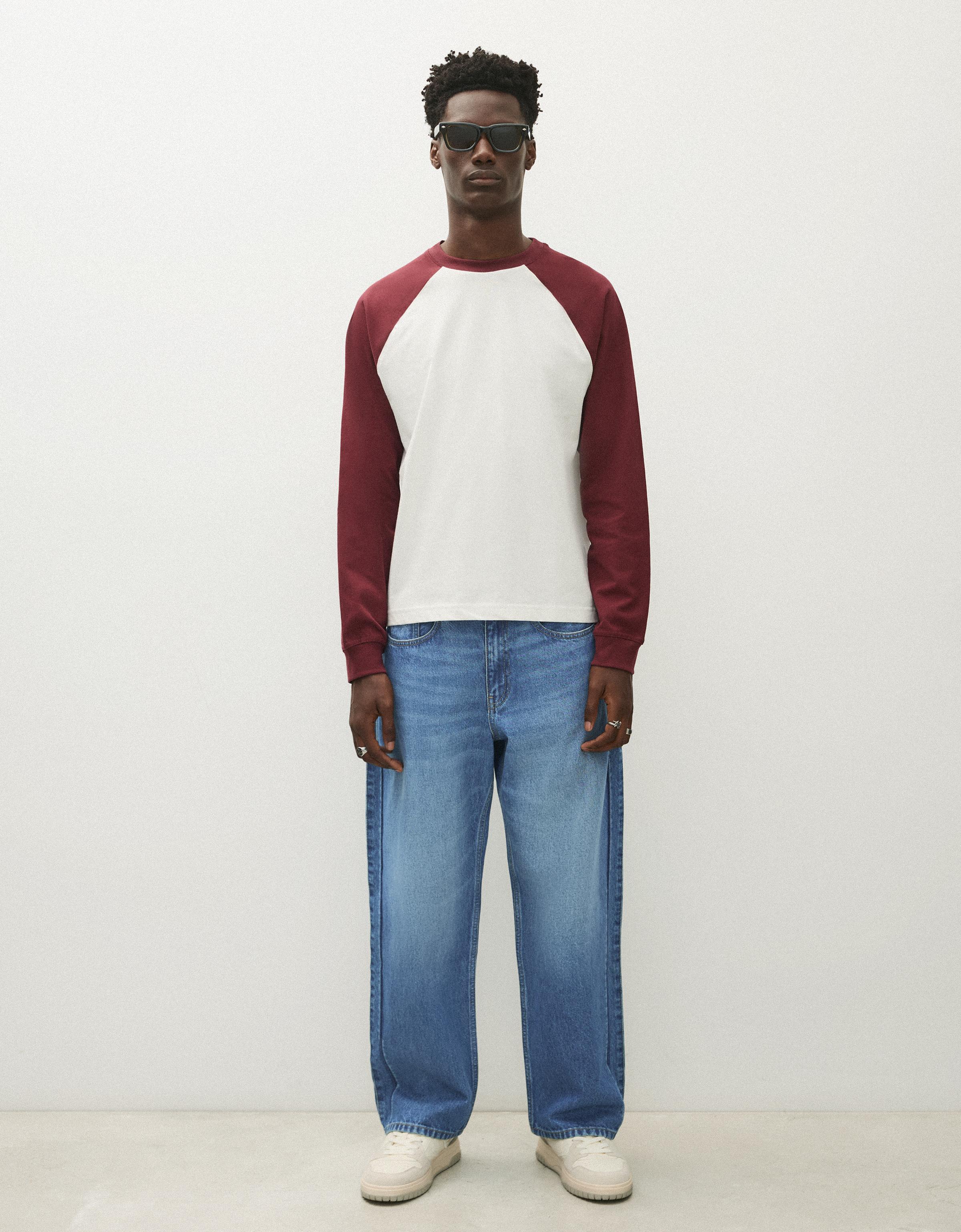 Bershka Jeansy O Kroju Loose Fit Mężczyzna 38 Niebieski