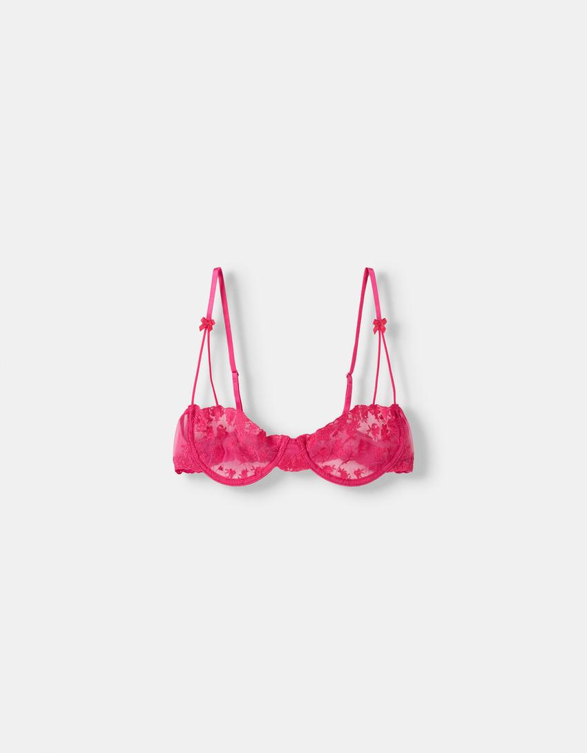 Soutien-gorge broderies roses-Rose-4