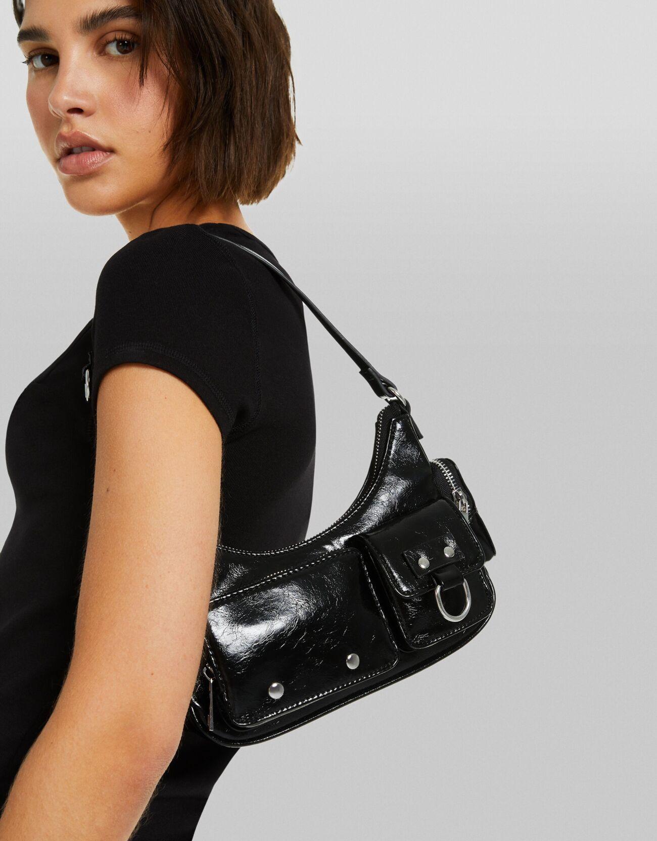 Multi-pocket shoulder bag — Black