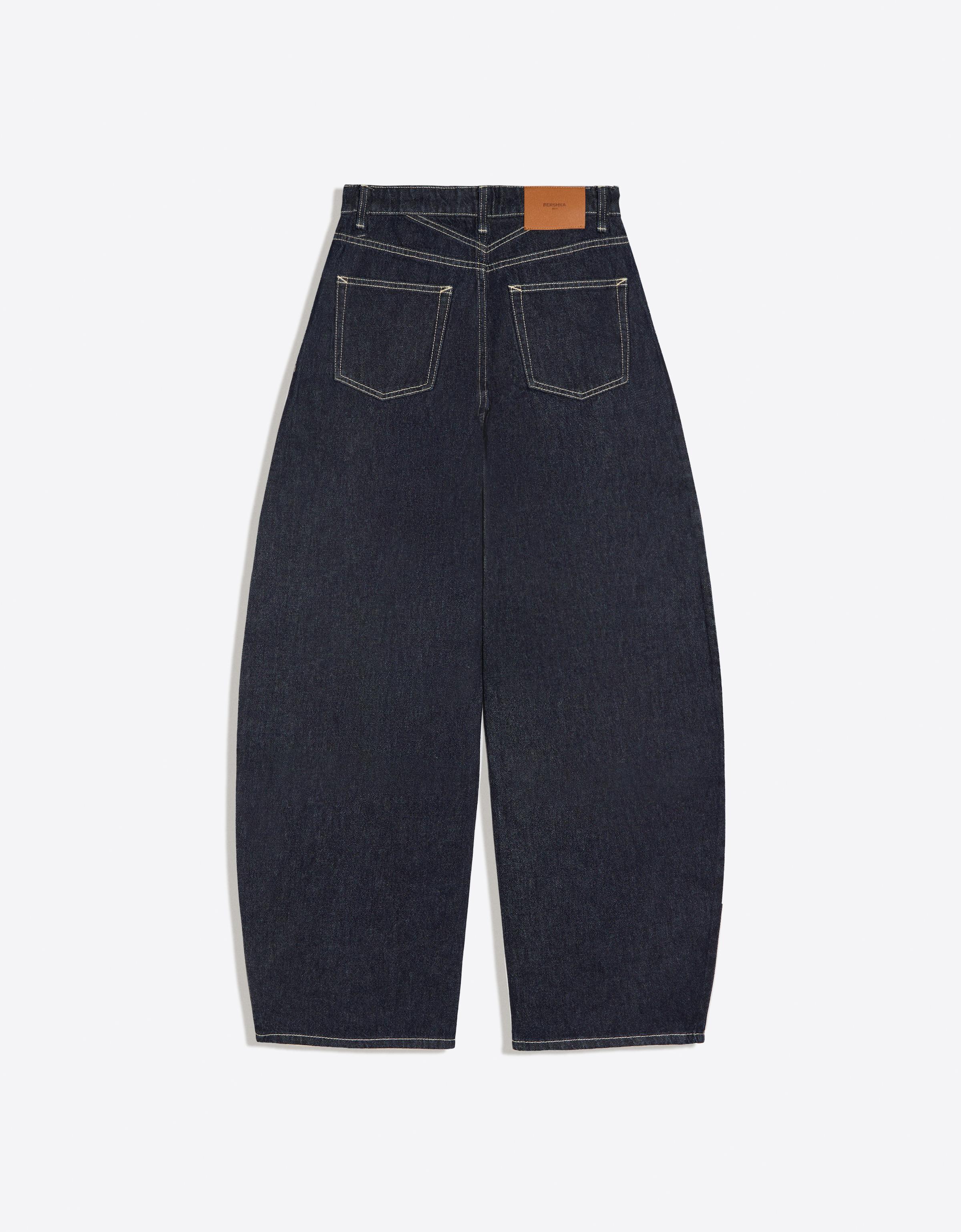 High-waist barrel jeans — Navy