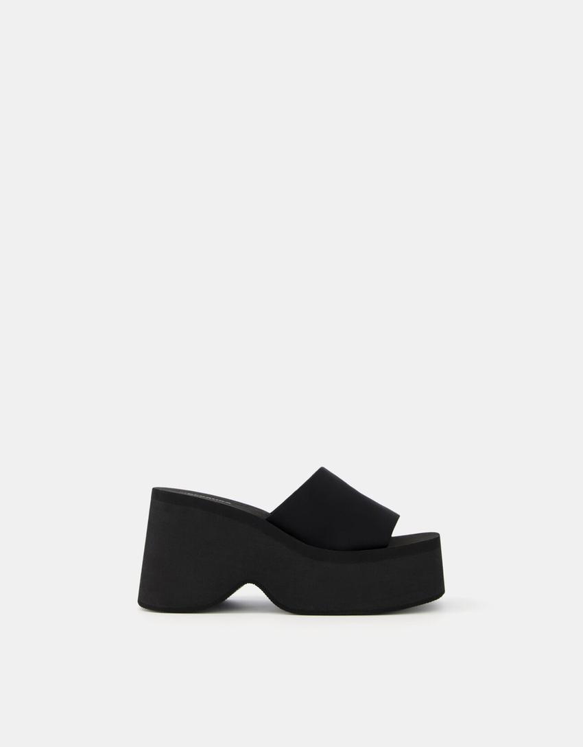 Sandálias mules plataforma-Preto