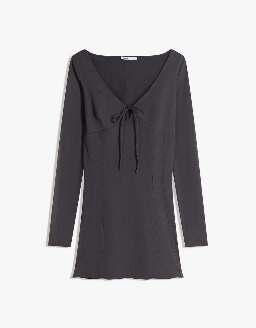 Vestito mini fiocco-Grigio scuro
