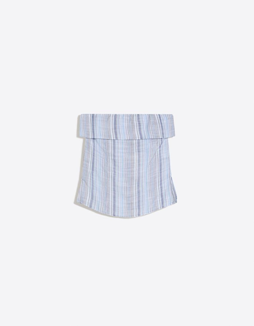 Top bandeau rayé-Bleu clair