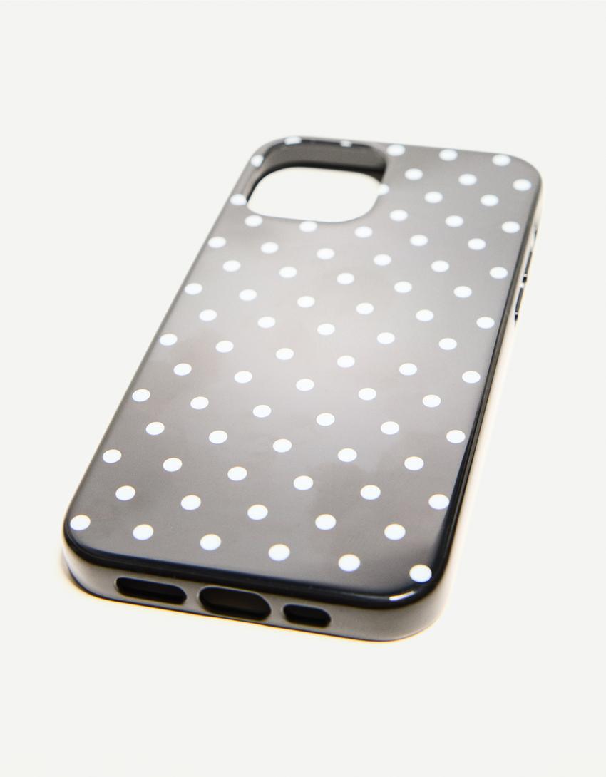 Puantiyeli iPhone kılıfı-Siyah-1