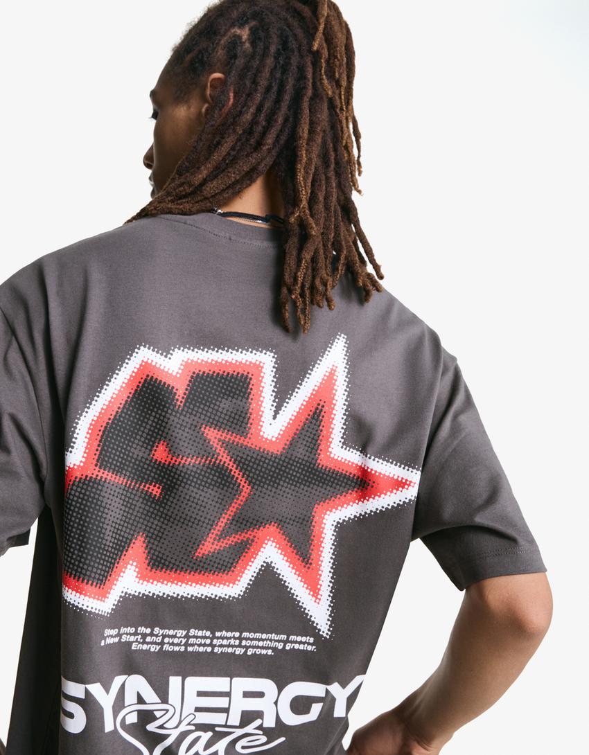 Short sleeve T-shirt with print-Dark grey