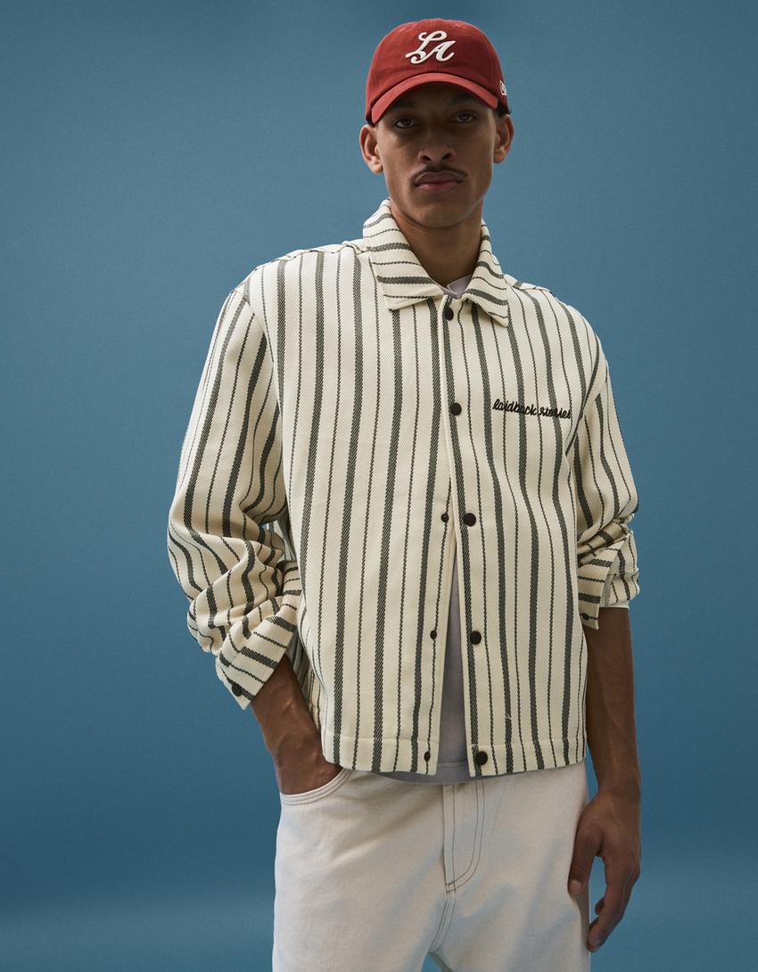 Veste à boutons imprimée-Sable