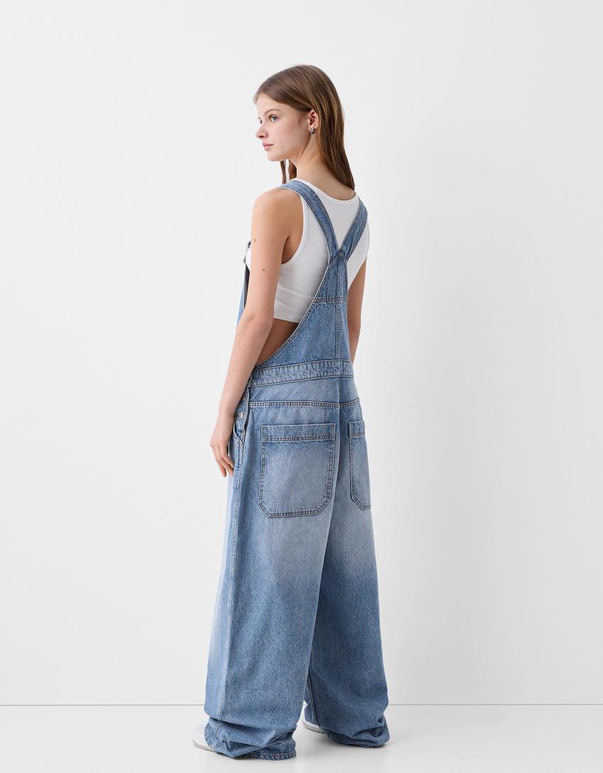Denim workwear dungarees-Light blue-2