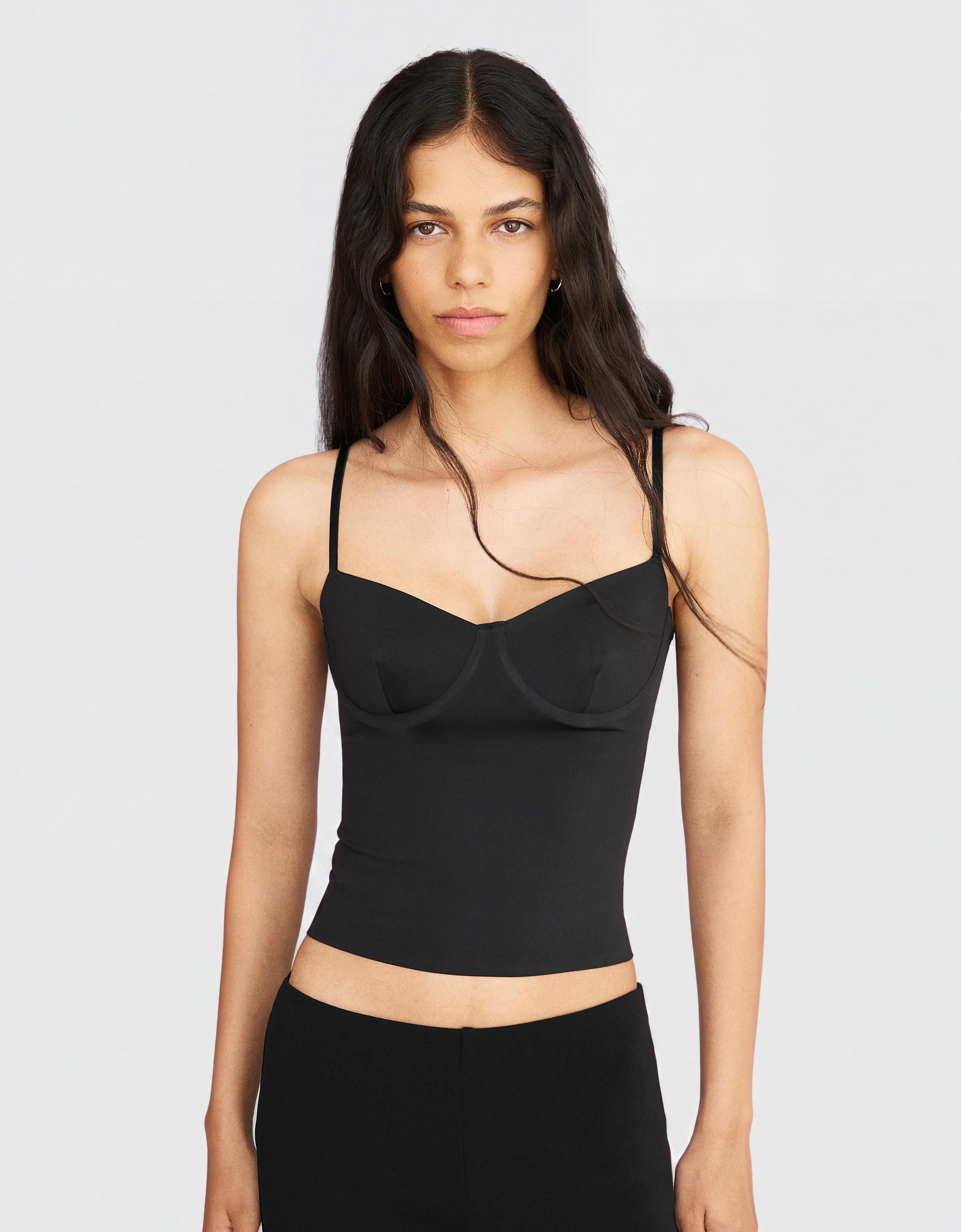 Sweetheart neckline camisole top — Black