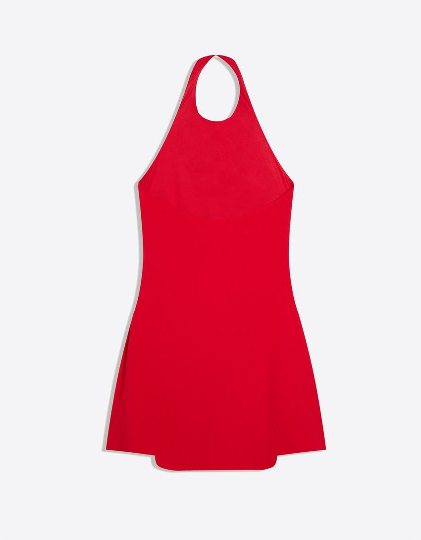 Mini-Neckholderkleid-Rot