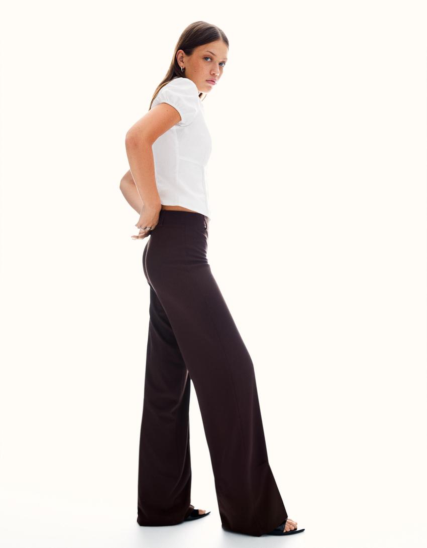 Pantalón wide leg-Marrón-2