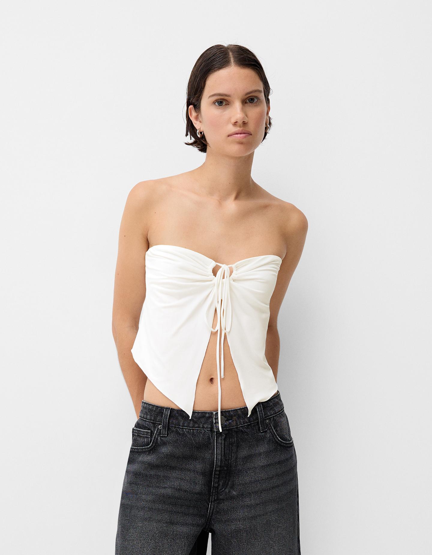 Bershka Top A Fascia Donna Xs Bianco