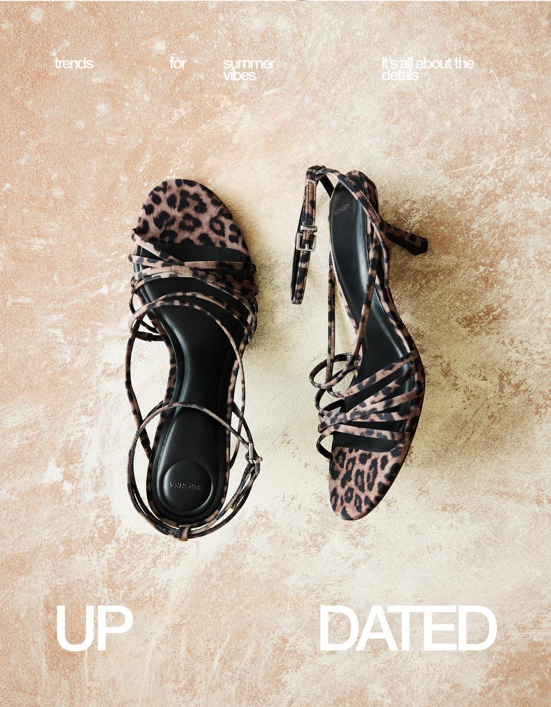 Animal print multi-strap heeled sandals