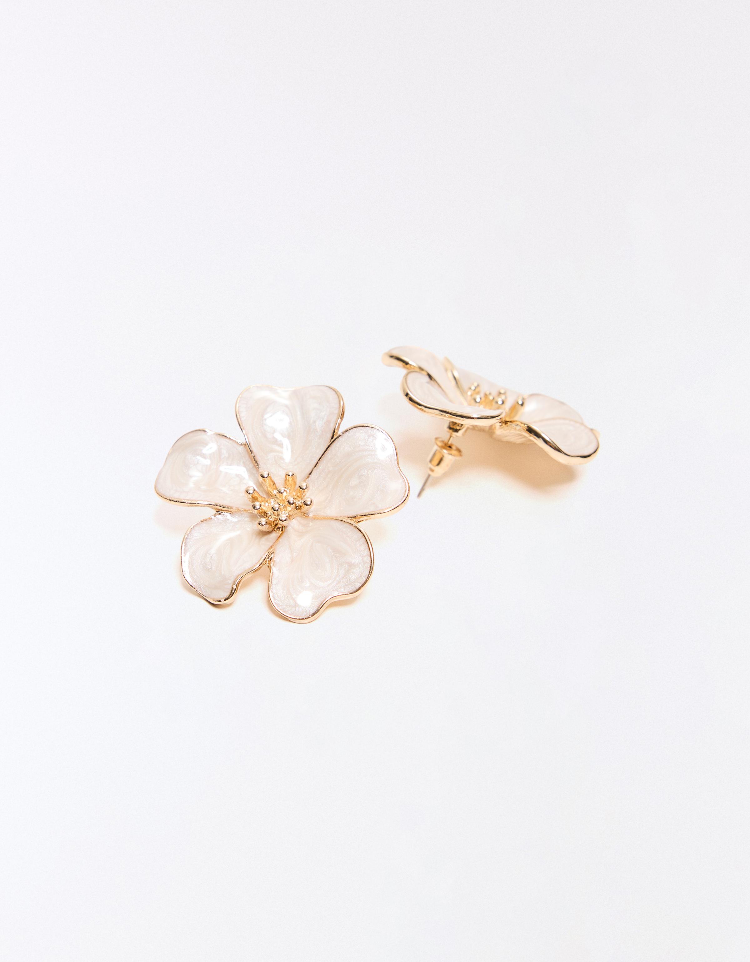 Floral earring pack — Cream