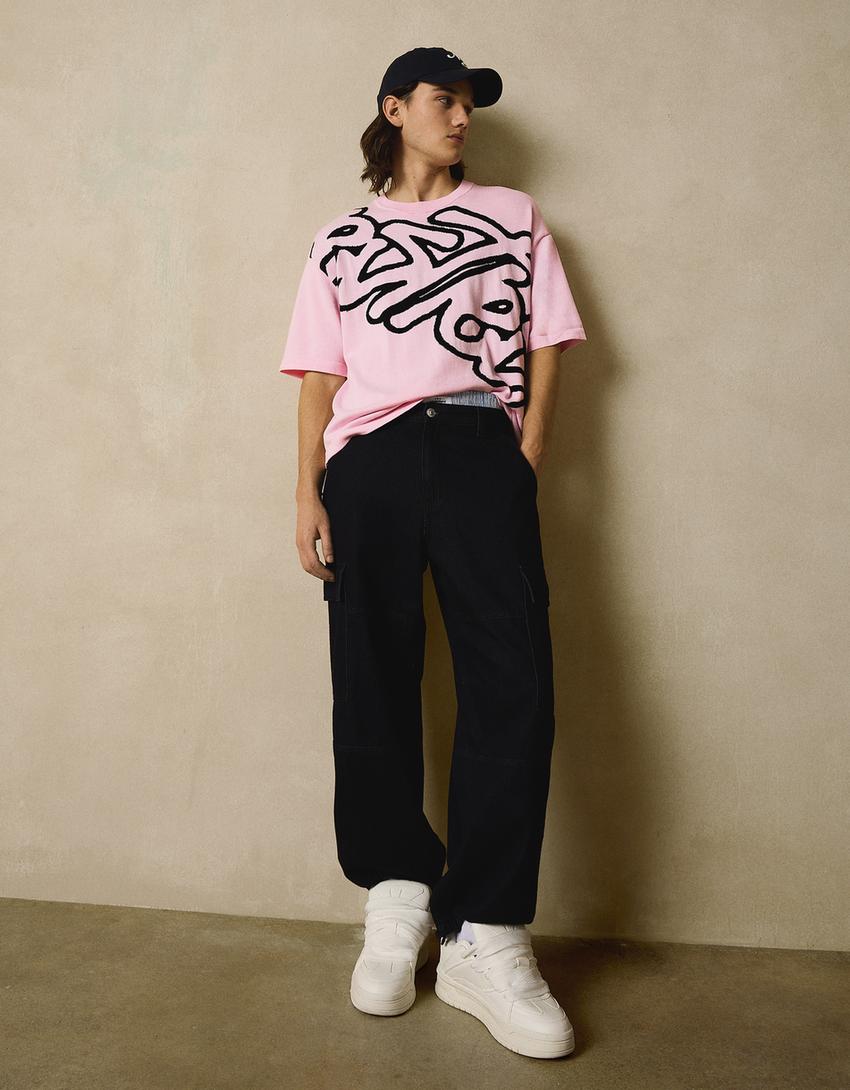 Camiseta manga corta print-Rosa