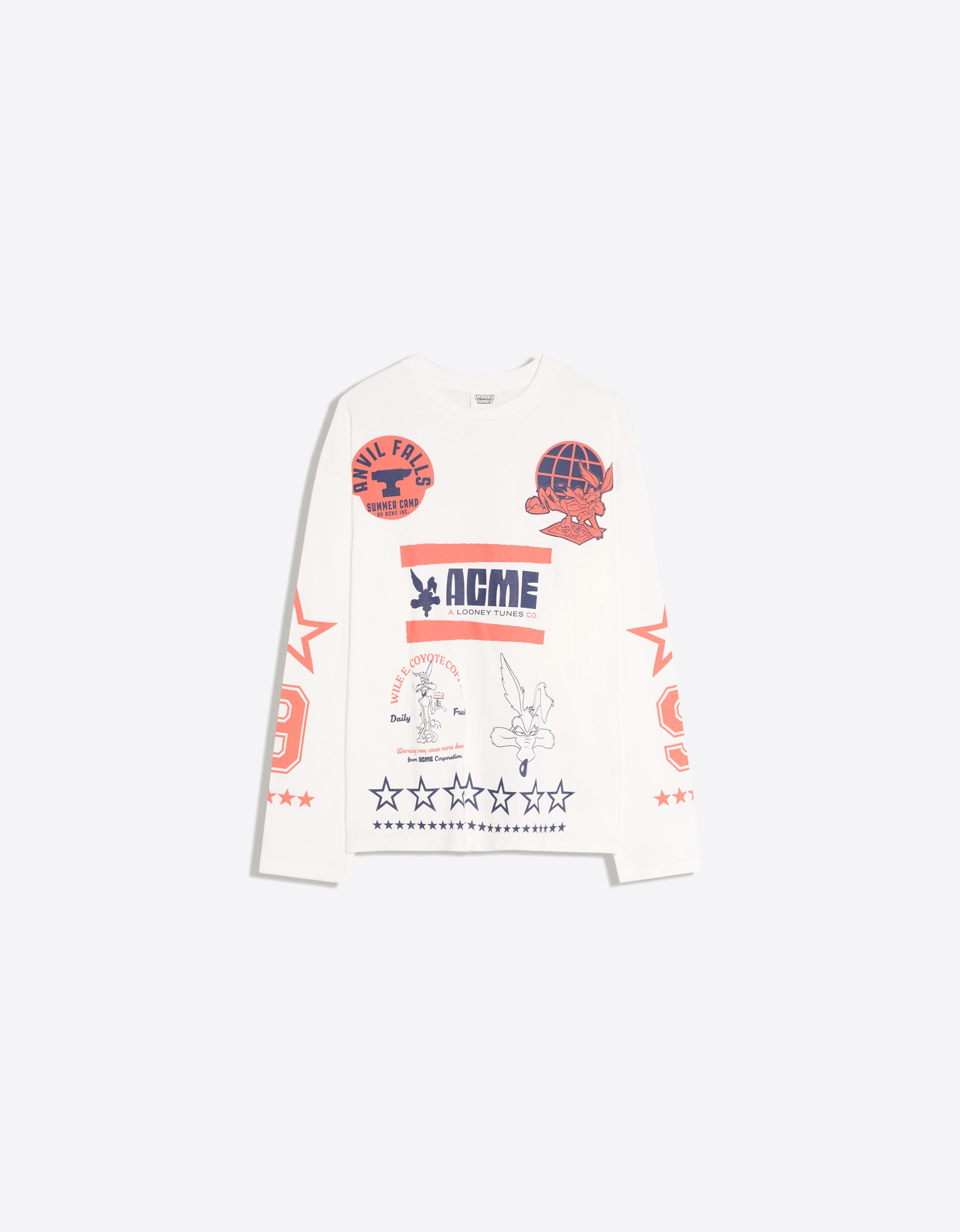 Bershka LOONEY TUNES baskılı oversize uzun kollu tişört görsel 4