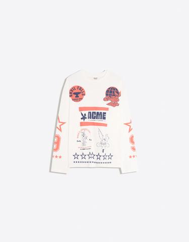 LOONEY TUNES print oversize long sleeve T-shirt — Off white 6