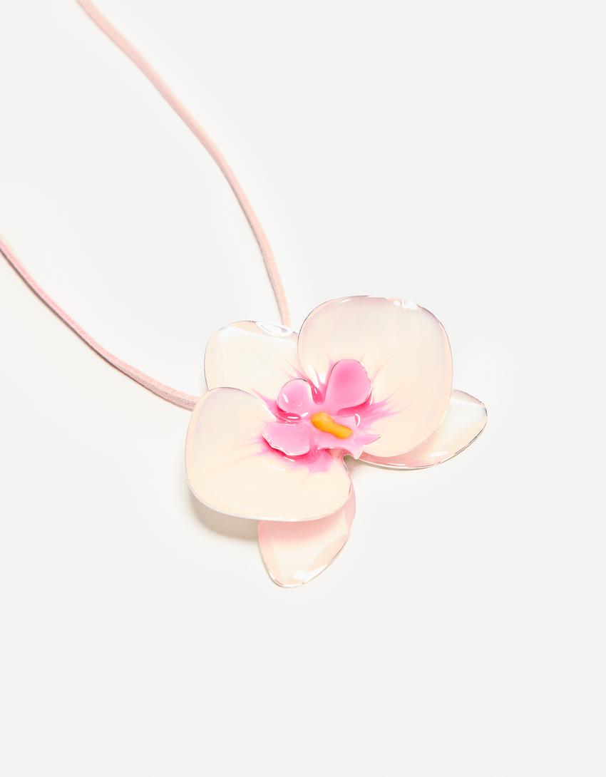 Collier pendentif à fleur-Rose-1