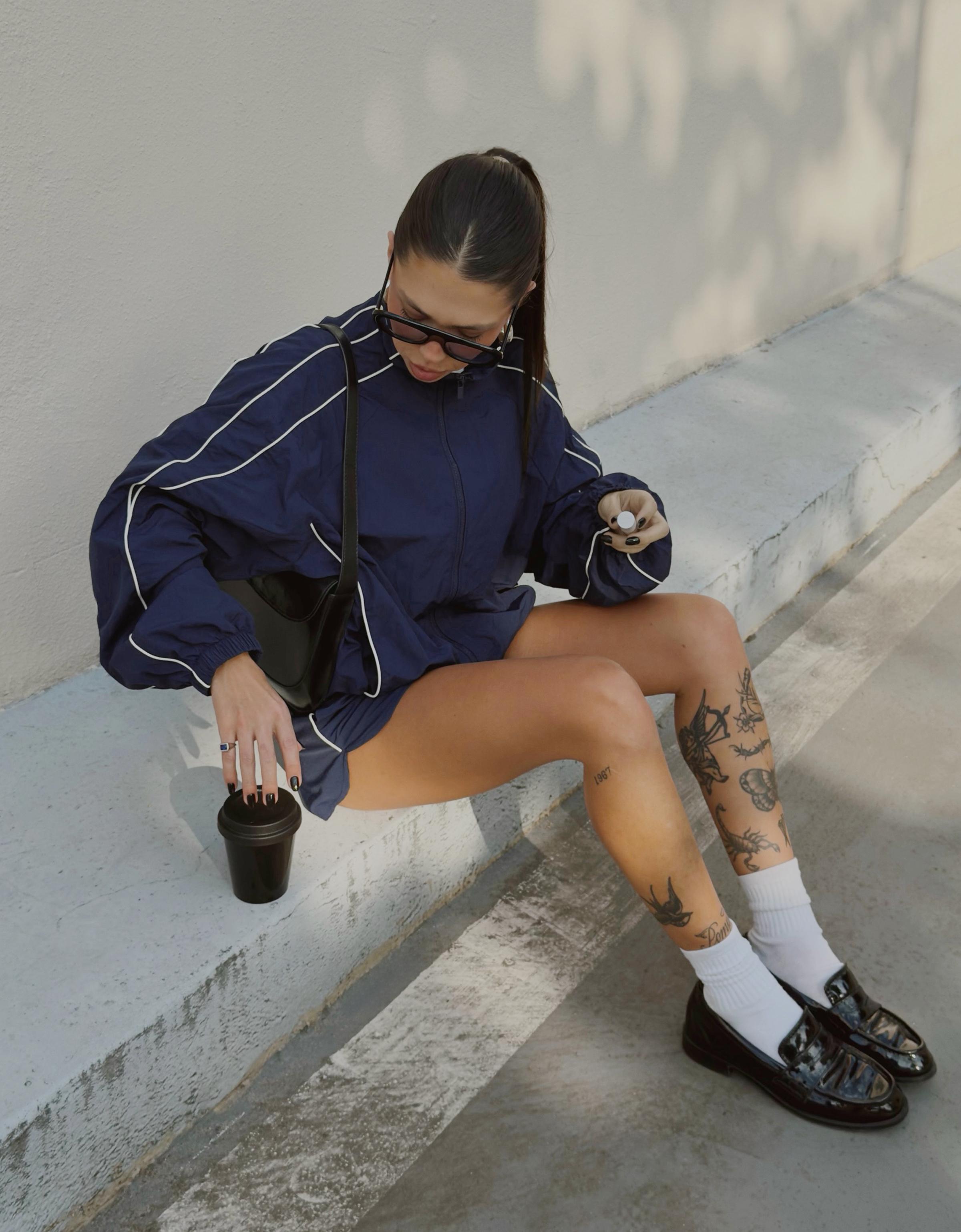 Contrast lightweight jacket — Navy